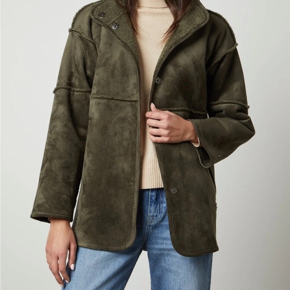 Velvet Albany Reversible Sherpa Coat, Army, Small - Picture 2 of 6